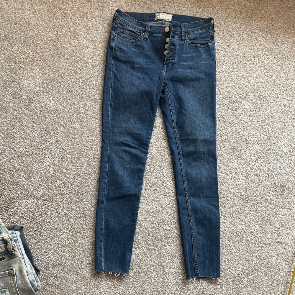 Free People Dark Blue Skinny Jeans